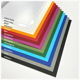 Drucke im Softcover mit Kunststoffbindung - bis 500 Seiten Farben der Einbände hinten und Schutzfolien