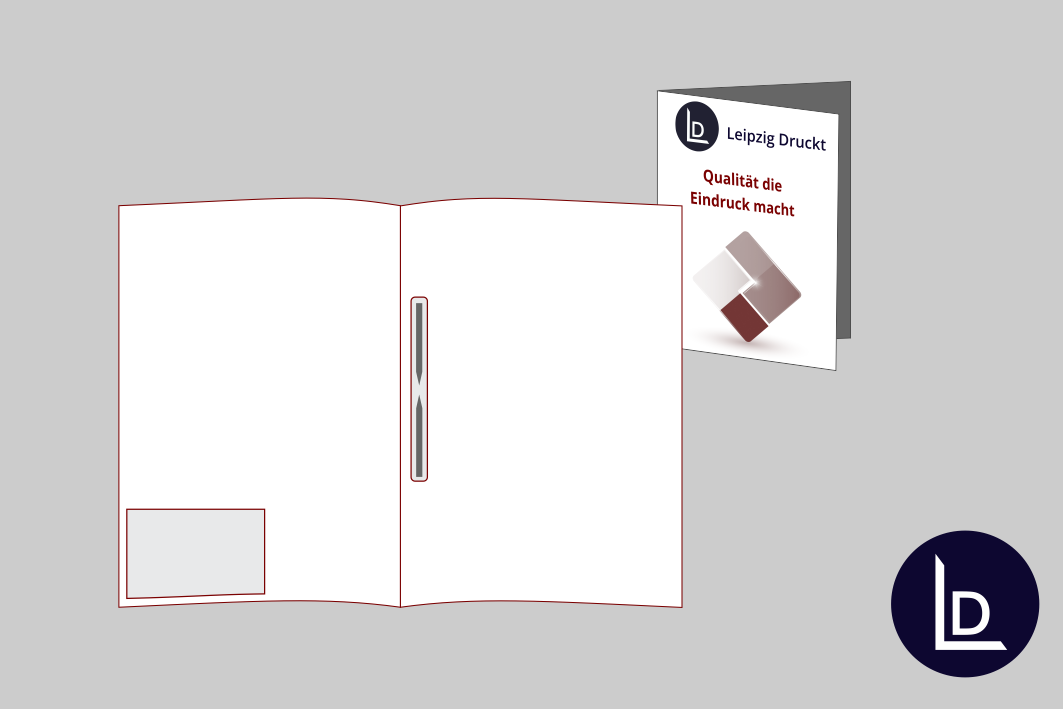 Mappen mit Abheftvorrichtung und Visitenkartentasche